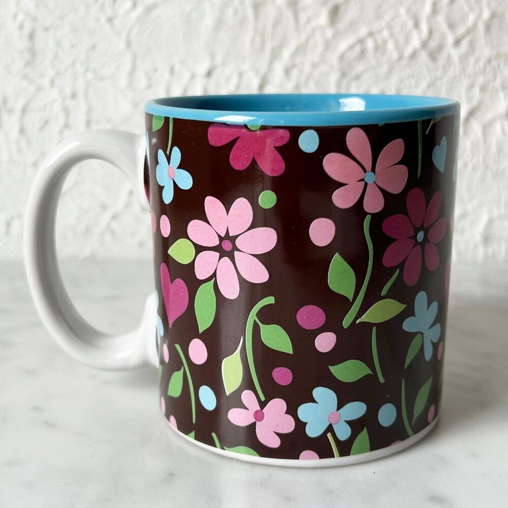 burton + BURTON Louisa May Floral Mug-Brown Pink Green Blue Interior Coffee Cup